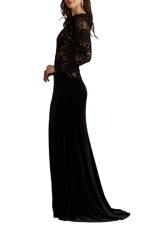 Tadashi Shoji Embroidered Bodice Long Sleeve Gown In Multi
