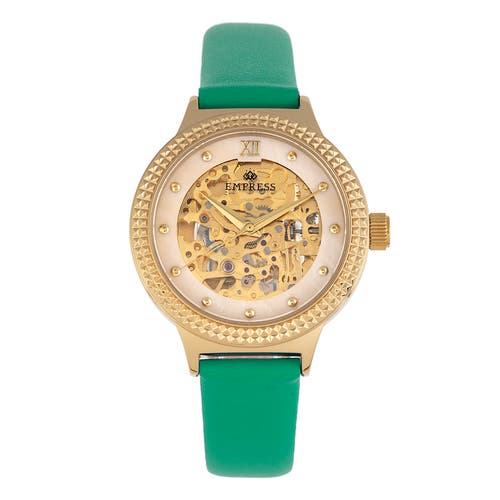 Empress Alice Automatic Skeleton Leather-band Watch In Gold