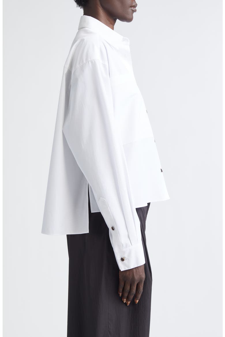Boxy Crop Cotton Poplin Button-Up Shirt, Alternate, color, WHITE