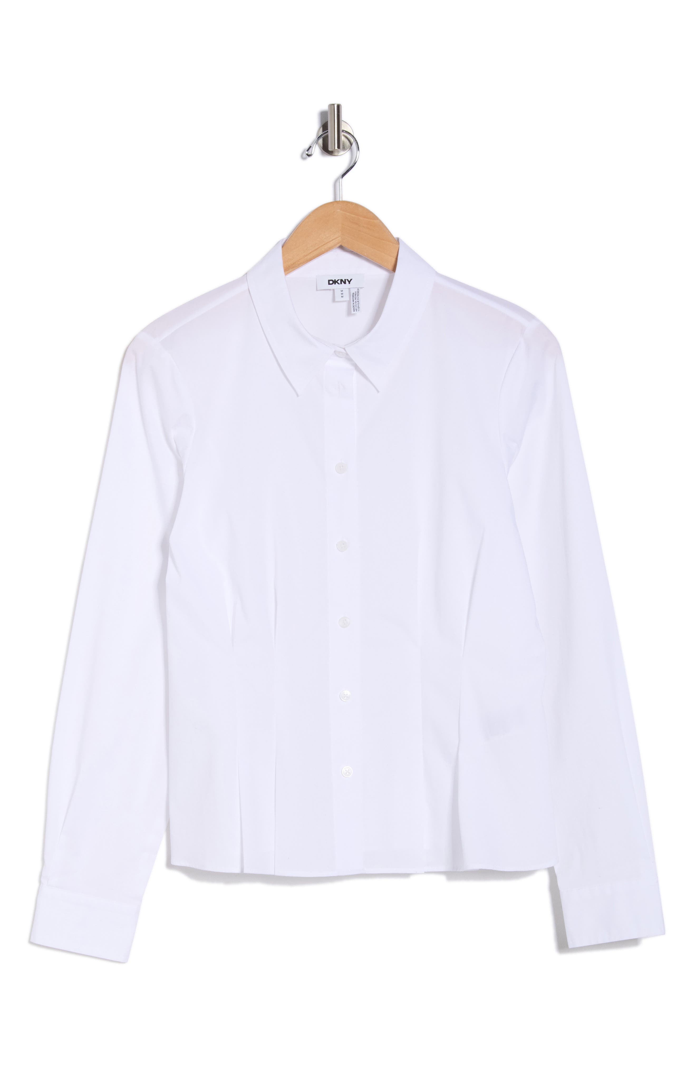 DKNY Long Sleeve Cotton Poplin Button-Up Shirt