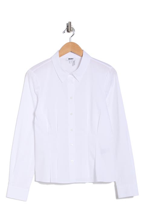 Long Sleeve Cotton Poplin Button-Up Shirt