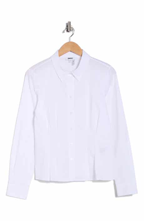 DKNY Long Sleeve Cotton Poplin Button-Up Shirt