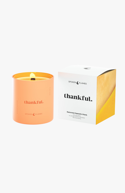 Spoken Flames Thankful Candle In Peach