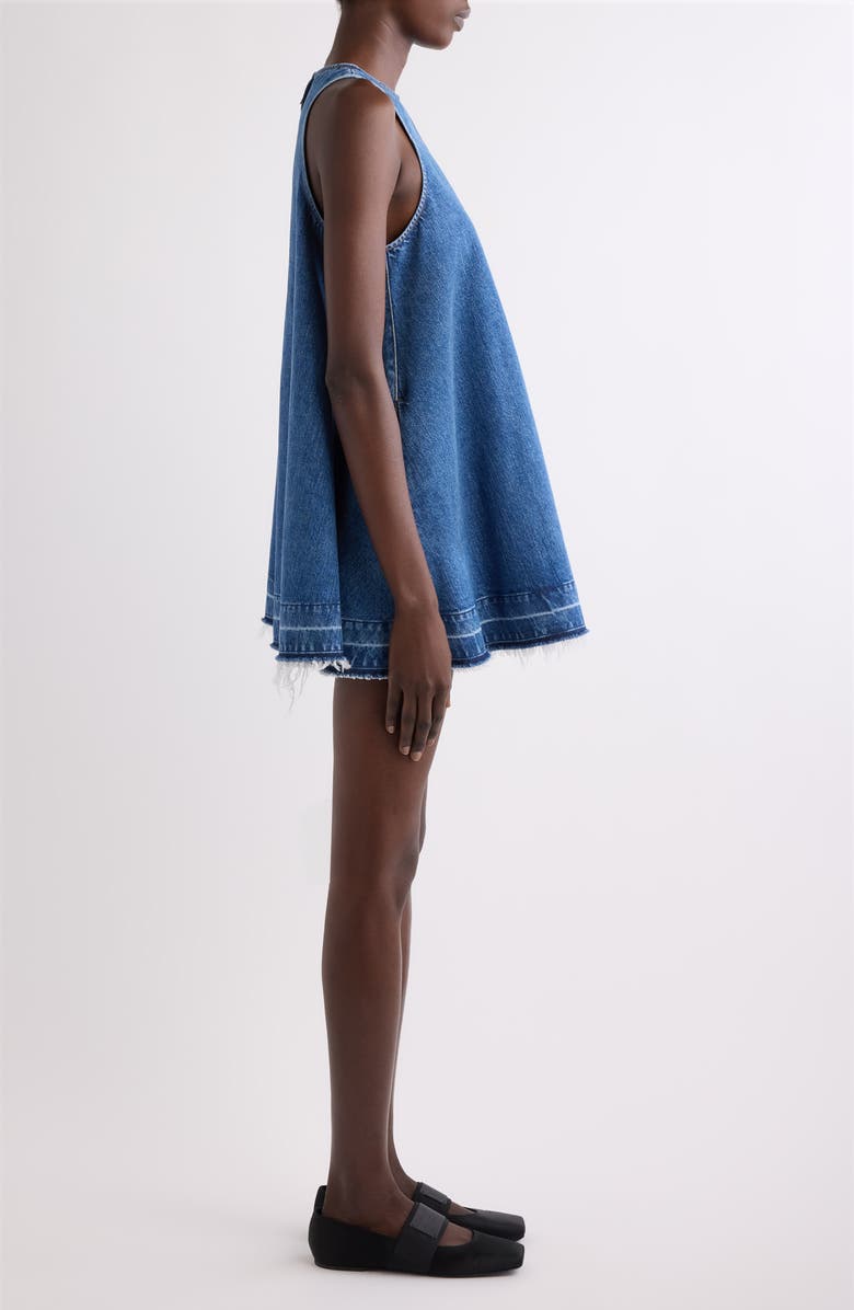 Givenchy Raw Hem Trapeze Denim Minidress, Alternate, color, Medium Blue