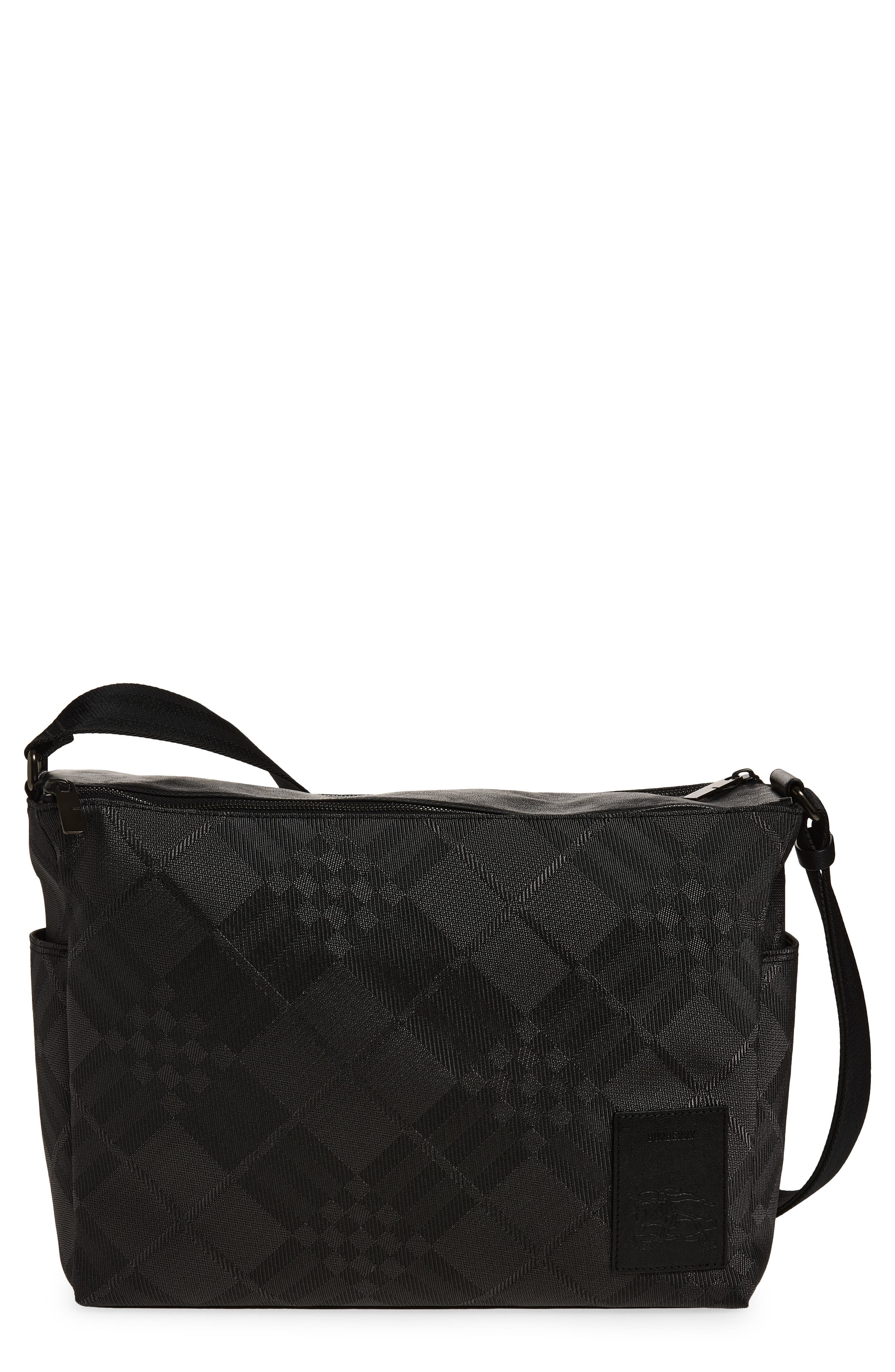 Burberry Chester Check Jacquard Messenger Bag, Main, color, Black