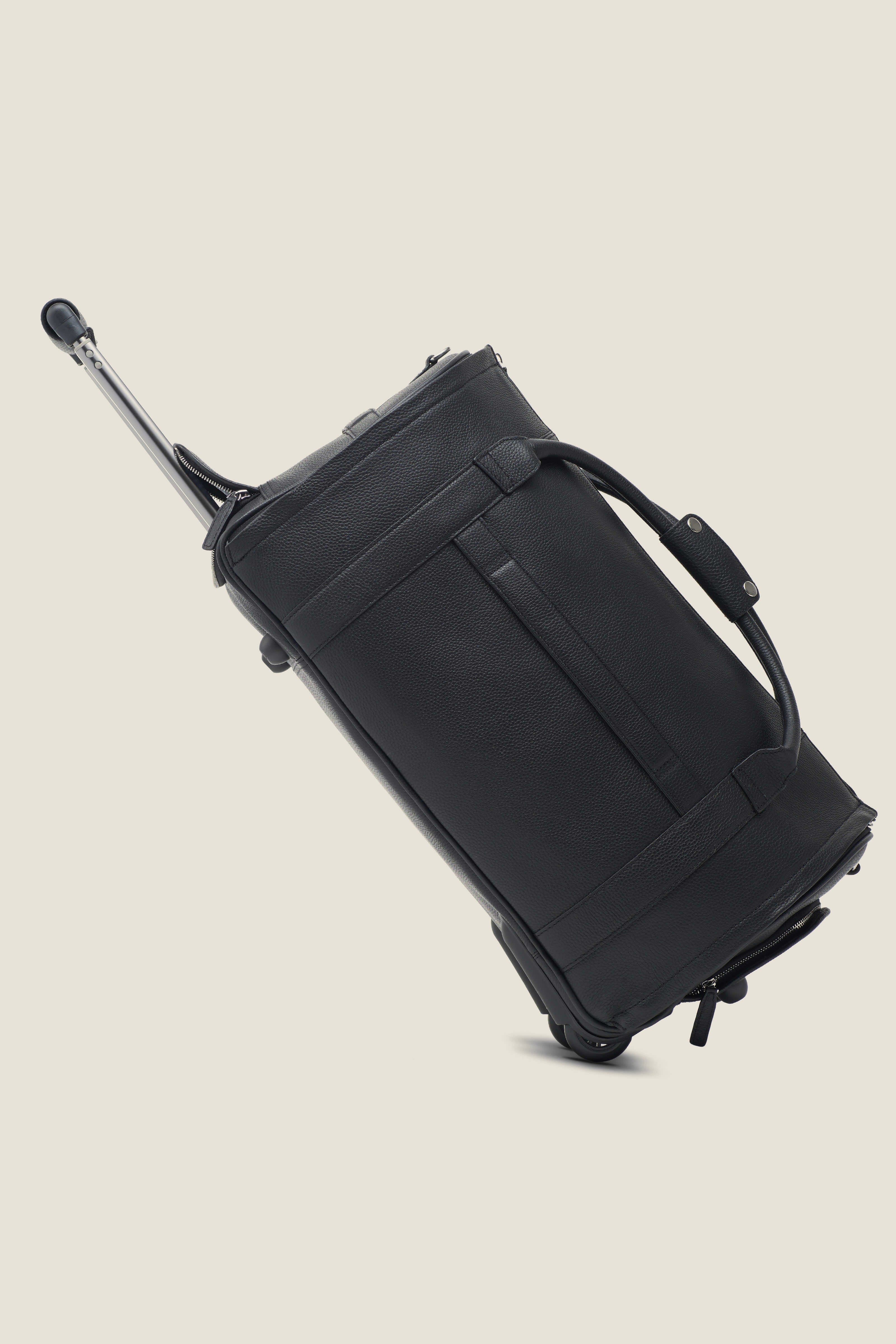Nova Convertible Rolling Leather Garment Duffle, Alternate, color, Jet Black