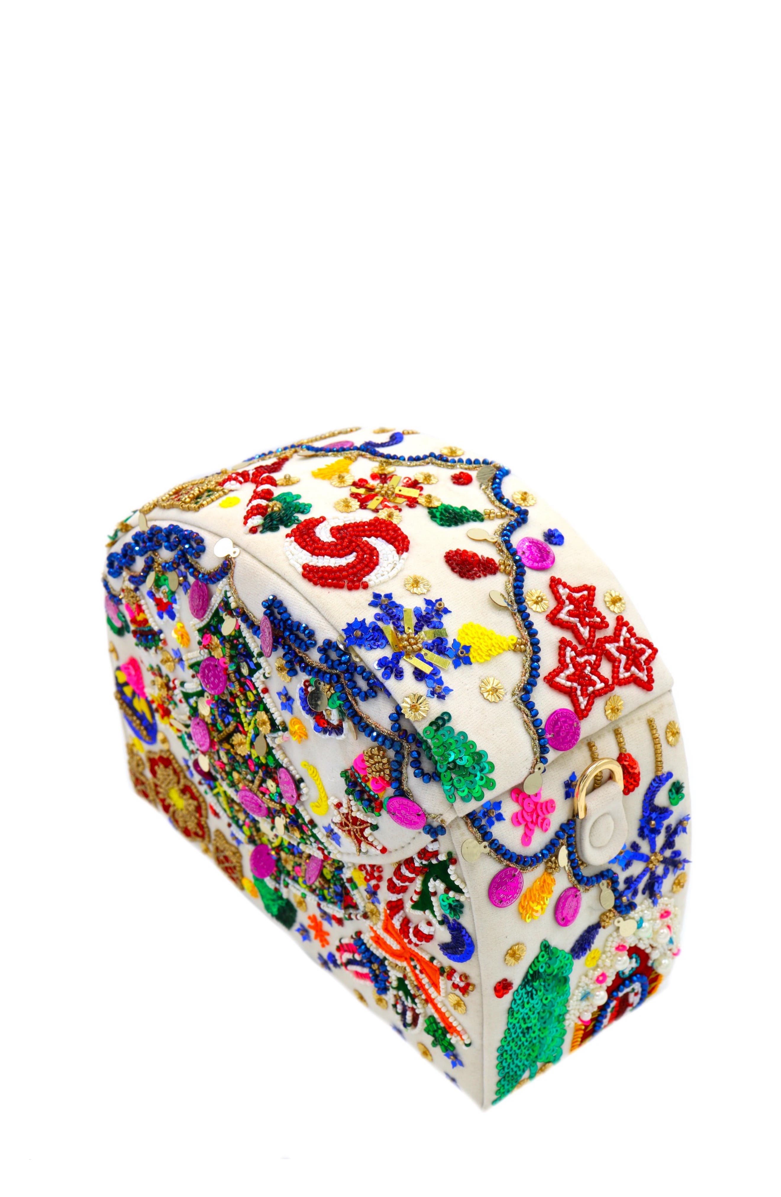 Simitri Holiday Half Moon Bag, Alternate, color, White