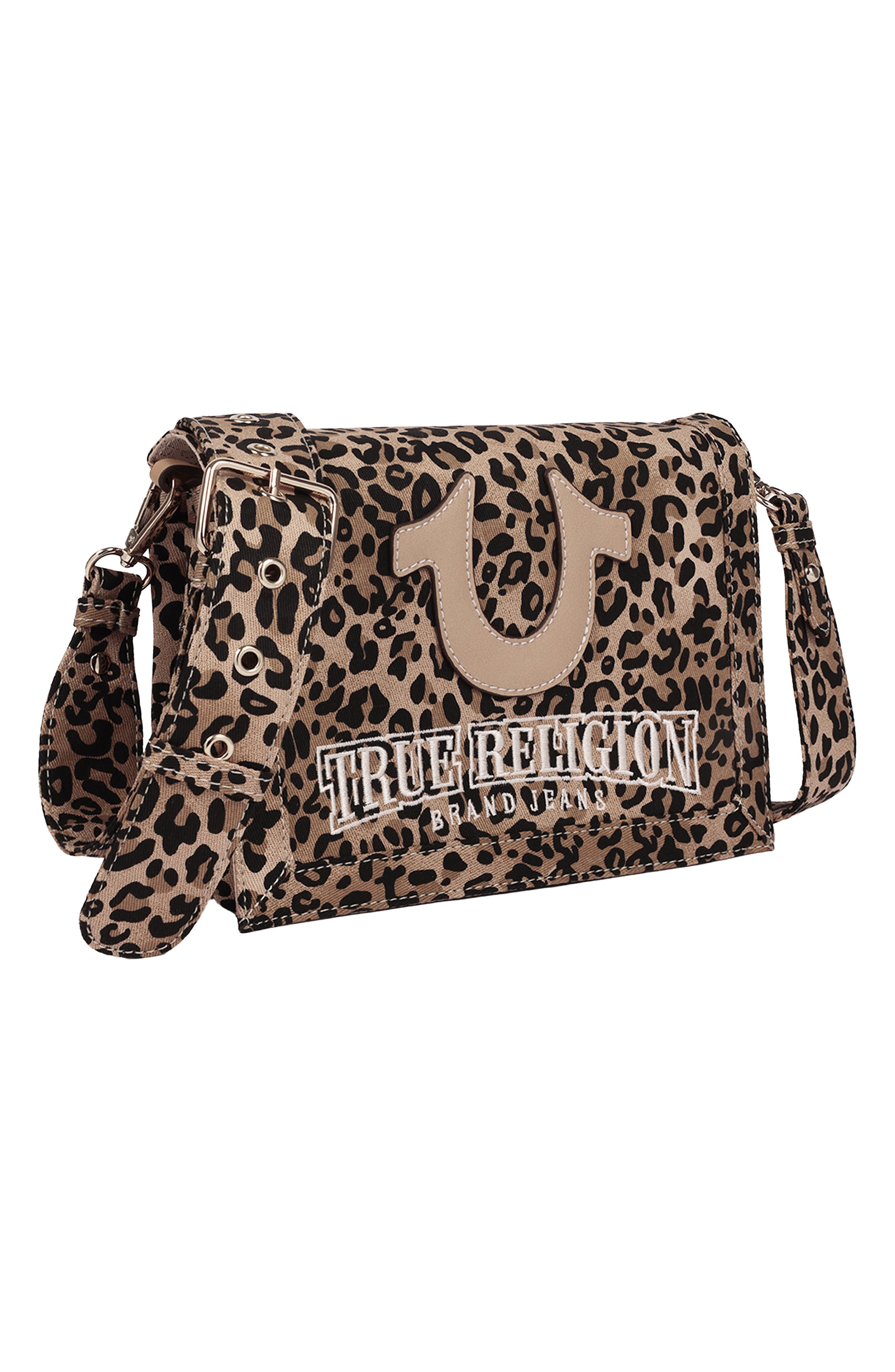 Bling Logo Leopard Messenger Bag, Alternate, color, LEOPARD