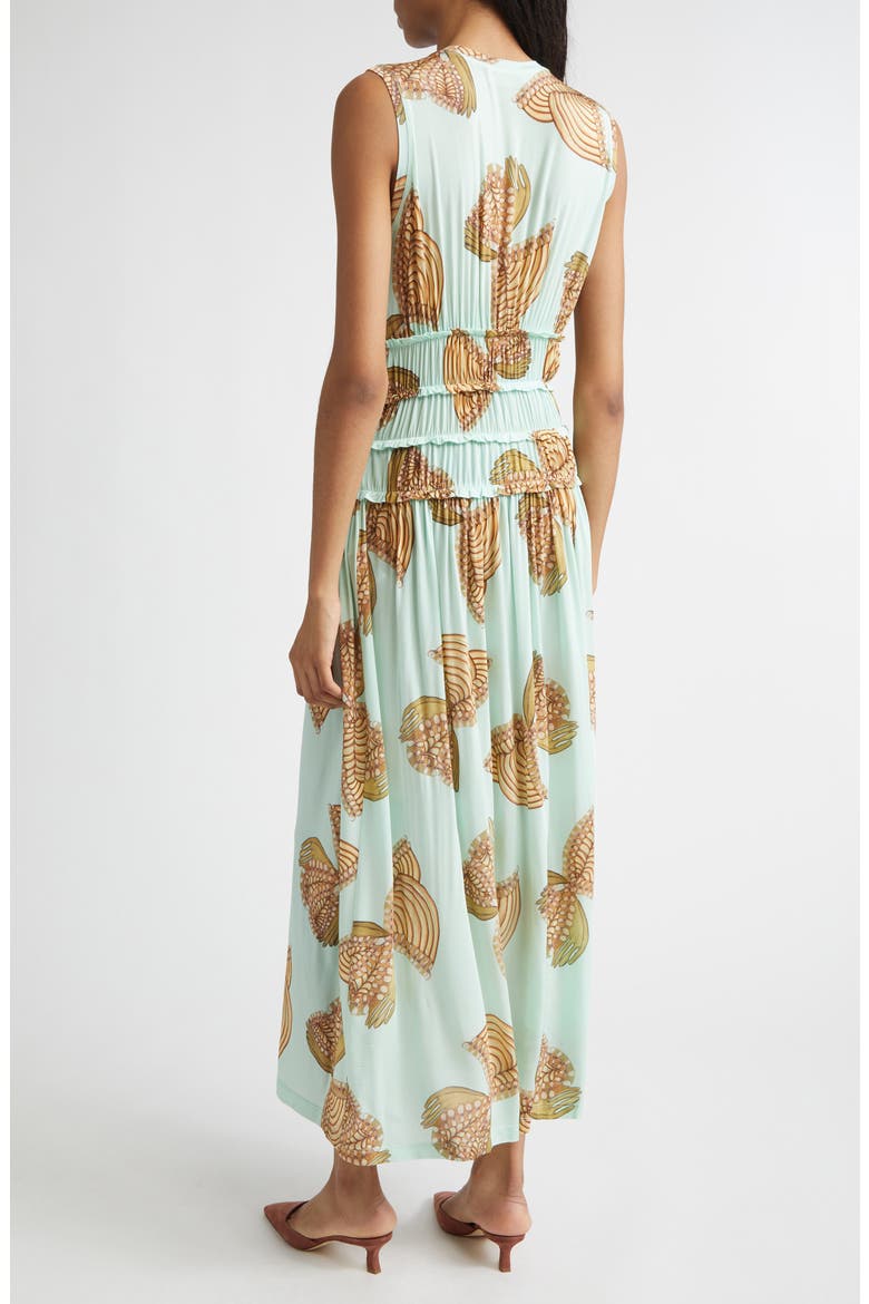 Kamaria Botanical Pleated Midi Dress, Alternate, color, WATER BLOSSOMS