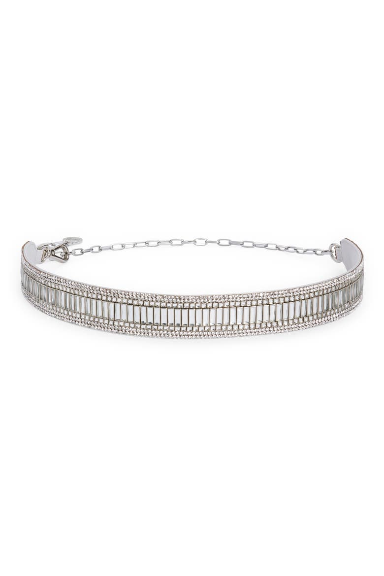 Baguette Beaded Chain Belt, Main, color, SILVER