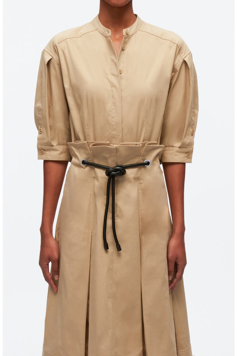 Band Collar Origami Shirt Dress, Alternate, color, KHAKI