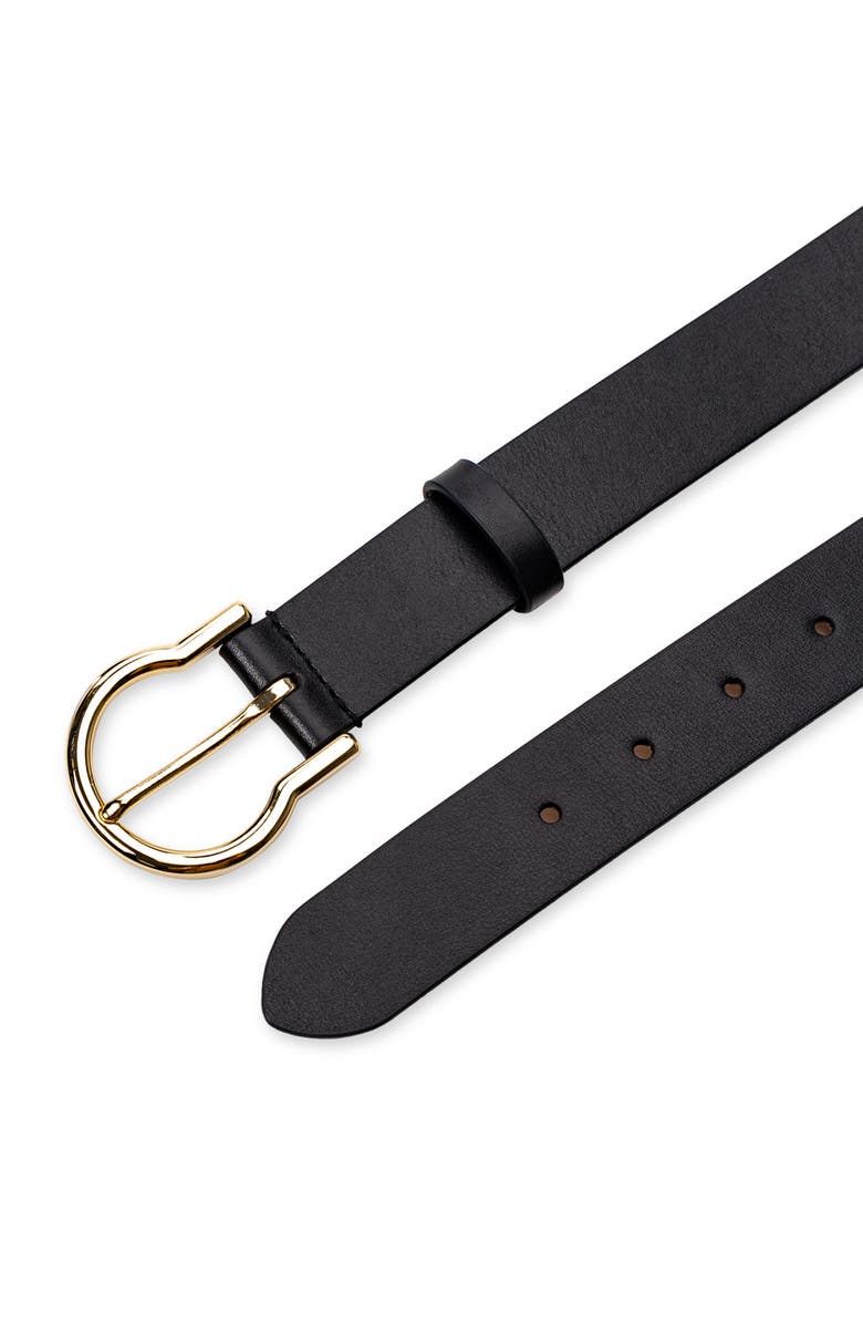 Cole Haan Hinged Buckle Leather Belt, Alternate, color, Black