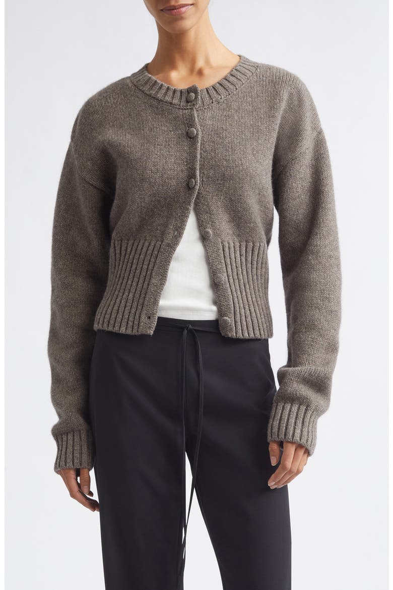 Wool Crewneck Cardigan, Main, color, TAUPE MELANGE
