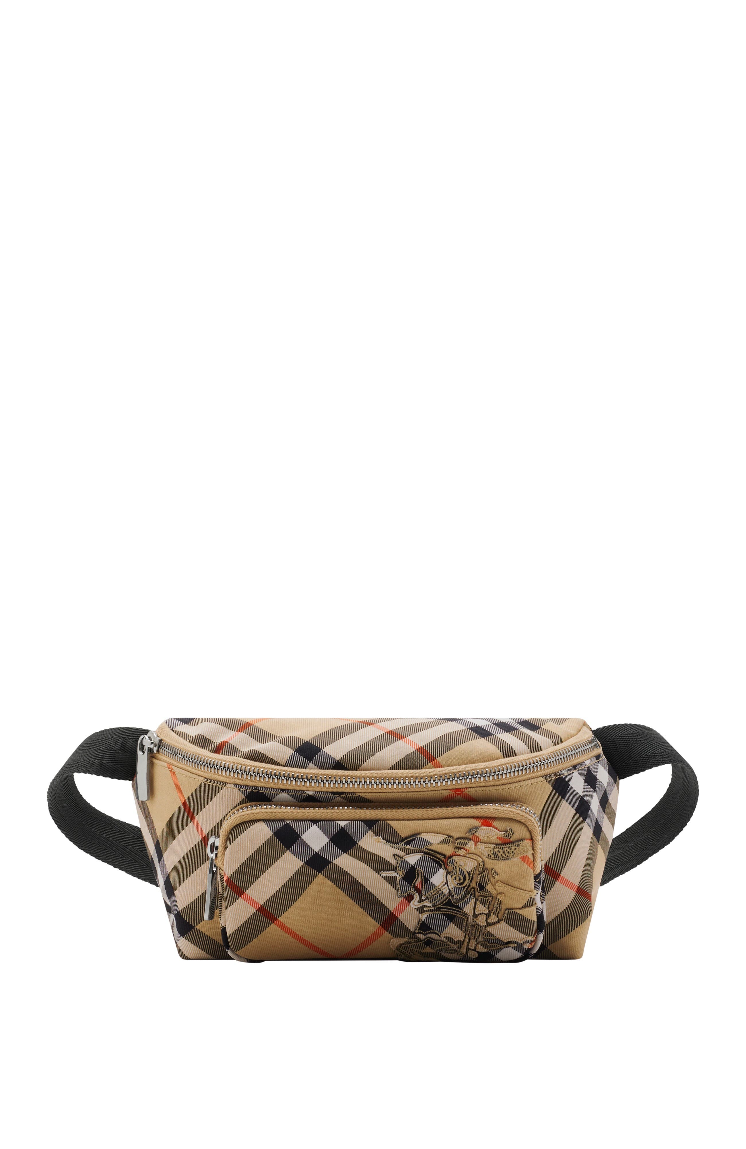 Burberry Small Check Belt Bag, Main, color, Sand Beige