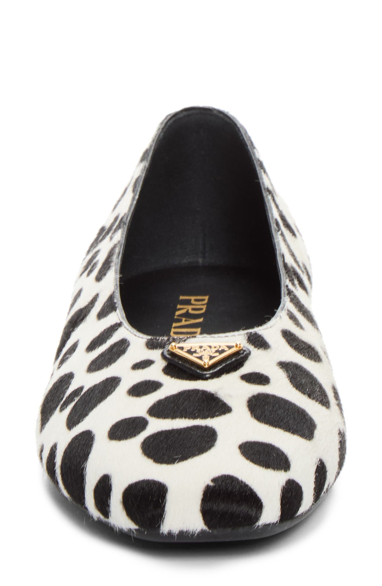 Dalmation Genuine Calf Hair Ballerina Flat, Alternate, color, BIANCO/ NERO