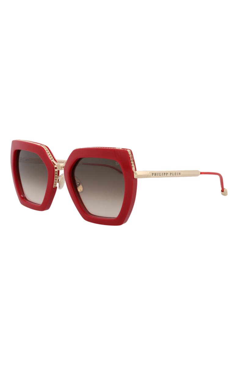 PHILIPP PLEIN 53mm Geometric Sunglasses, Alternate, color, Red Gold Brown