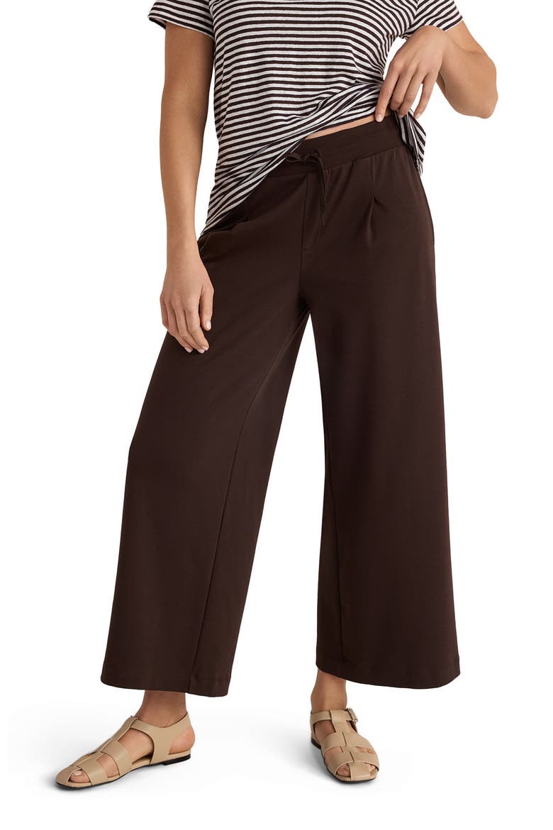 Organic Cotton Interlock Pleated Pants, Main, color, Coffee Bean