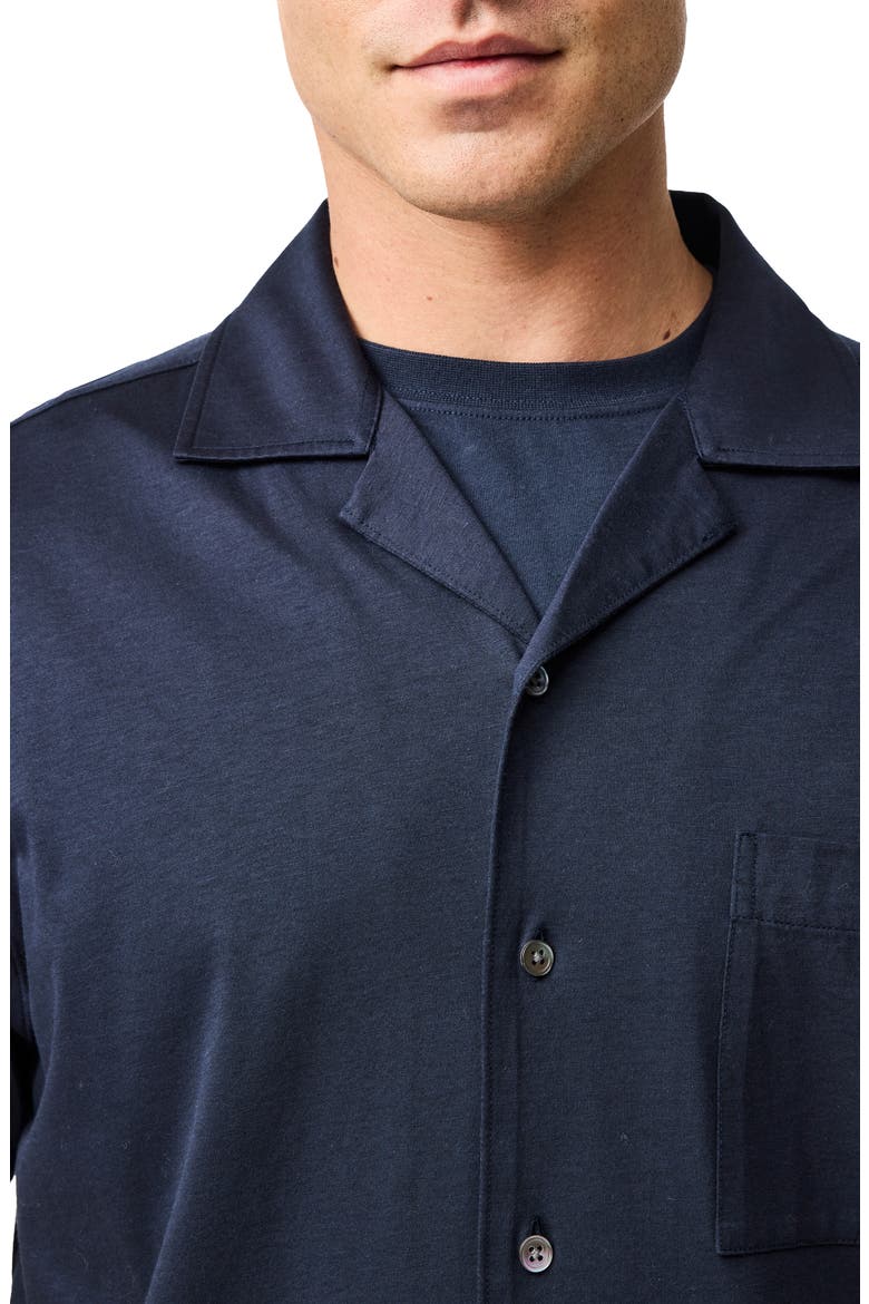 Manor Park Solid Cotton Blend Camp Shirt, Alternate, color, INK
