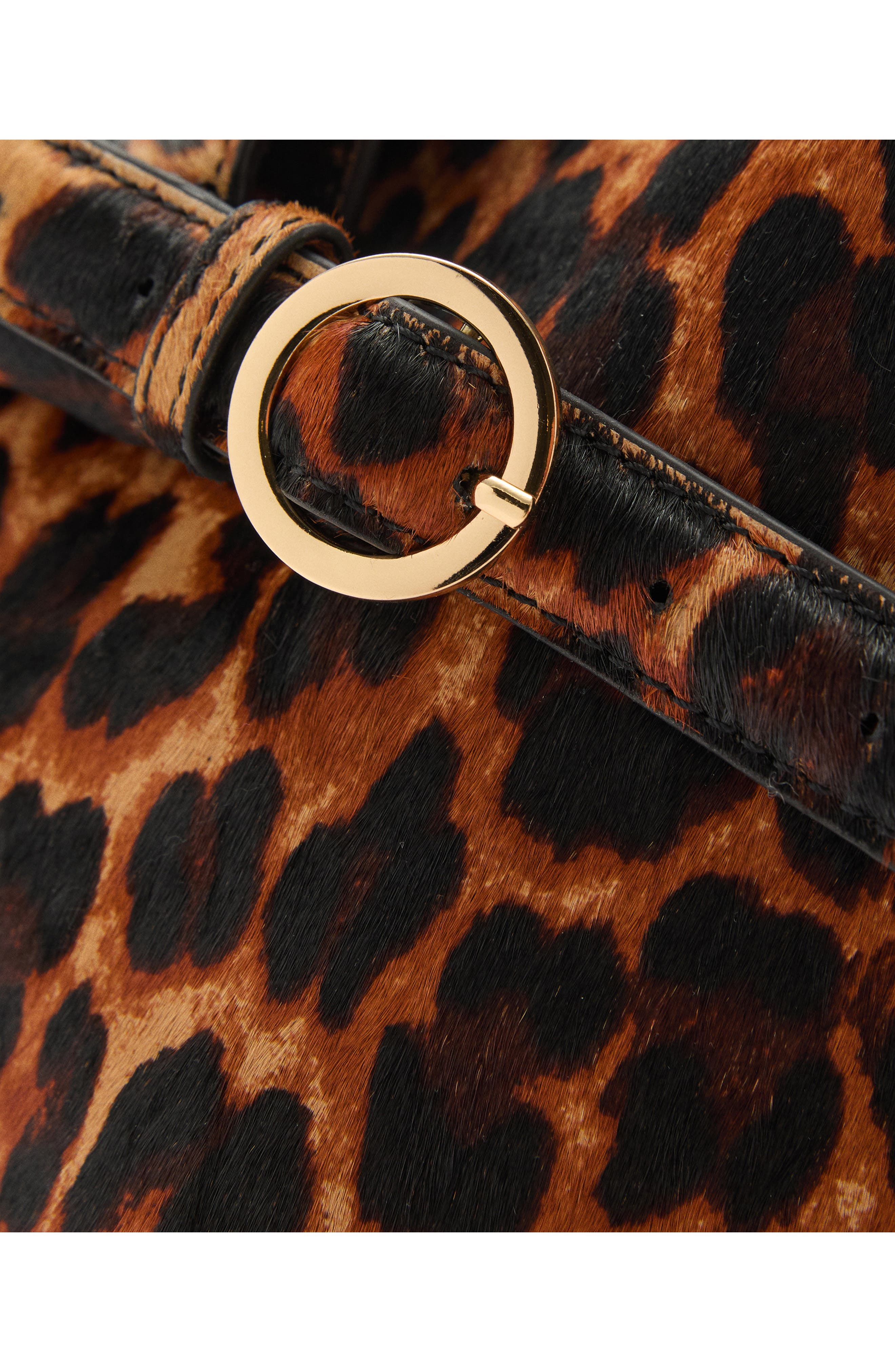 MANGO Leopard Print Genuine Calf Hair Shoulder Bag, Alternate, color, 