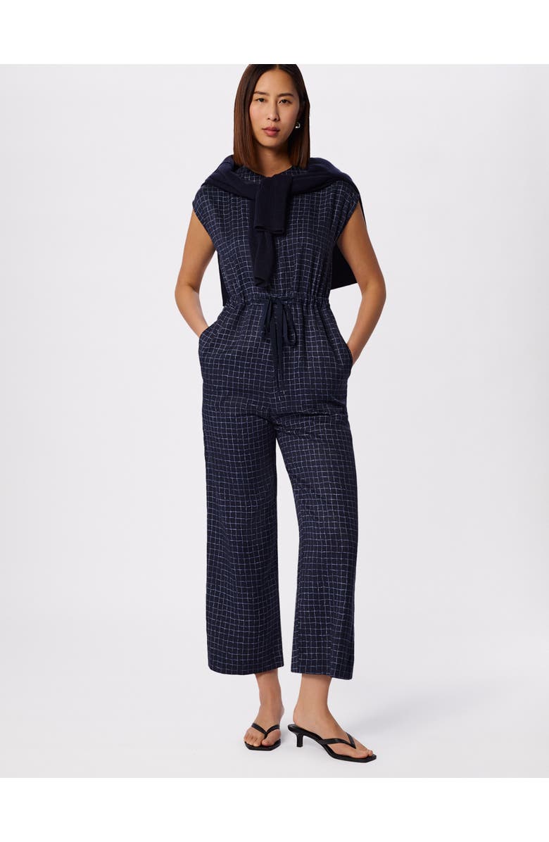 Whistles Grid Print Sleeveless Jumpsuit, Main, color, Blu/Multi
