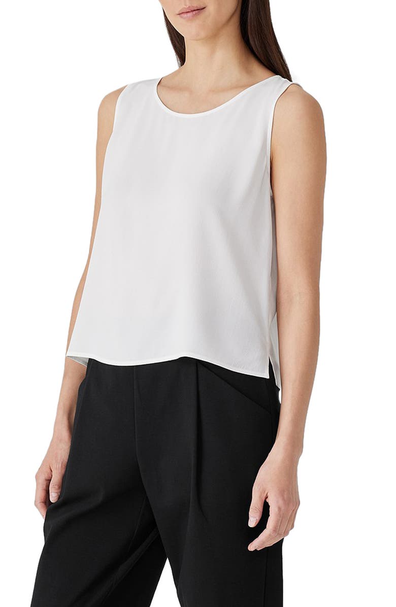 Eileen Fisher Ballet Neck Sleeveless Silk Top, Alternate, color, 