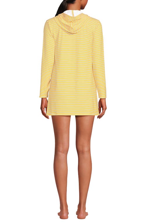 LANDS' END LANDS' END COTTON JERSEY LONG SLEEVE HOODED SWIM COVER-UP DRESS