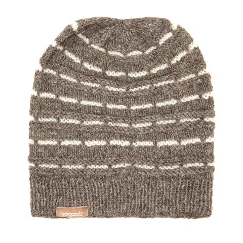 Women’s Artisan Hand-knit Striped Wool Slouchy Cap