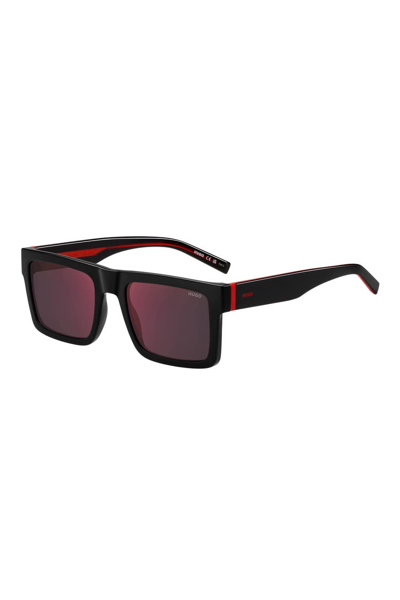 55mm Rectangular Sunglasses, Alternate, color, BLACK