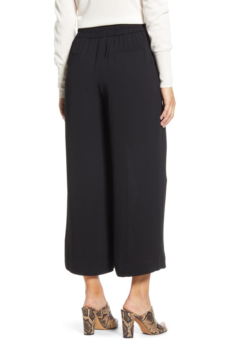 Wide Leg Crepe Trousers, Alternate, color, RICH BLACK