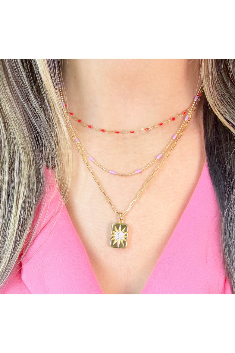 Purple Enamel Nugget Bead Necklace, Alternate, color, Gold-Plated Sterling Silver