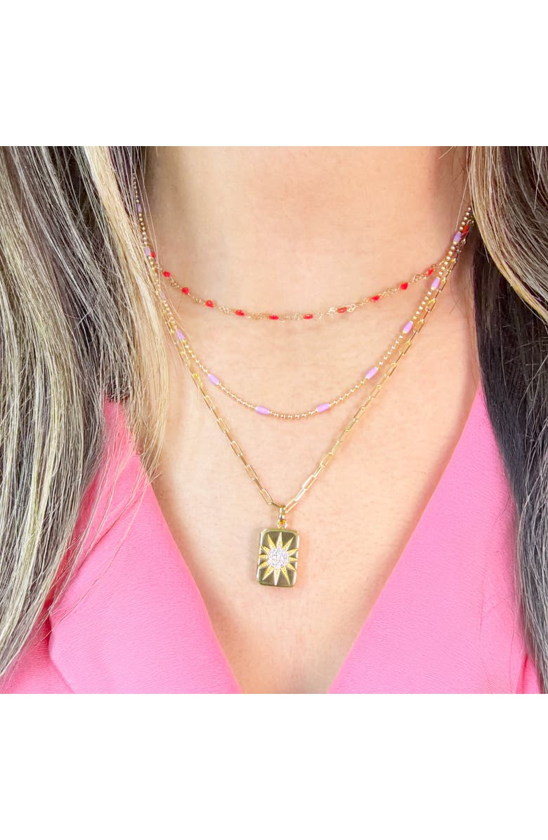 The Lovery Fine Jewelry Purple Enamel Nugget Bead Necklace, Alternate, color, Gold-Plated Sterling Silver