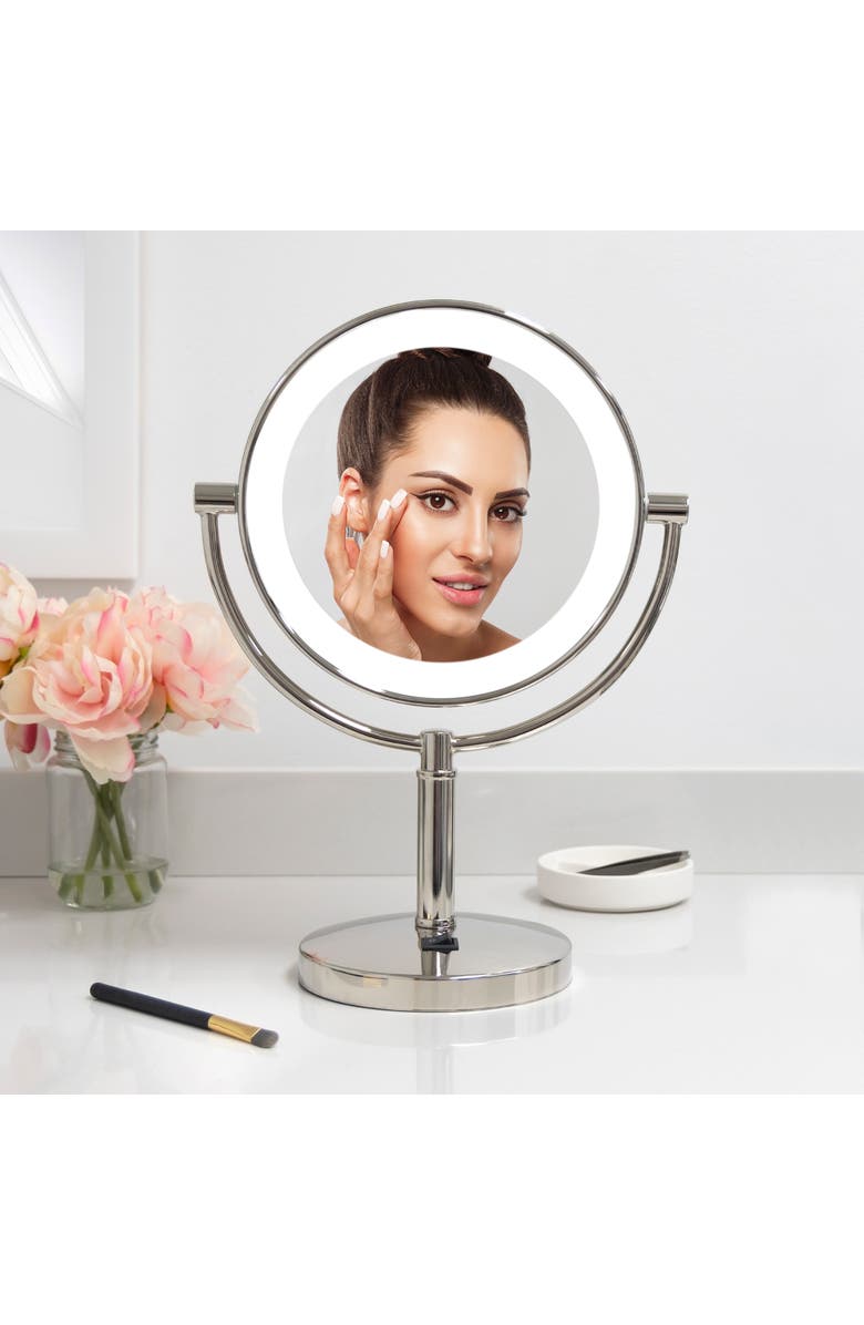 Zadro Laguna Lighted Makeup Mirror with 10X/1X Magnifications, Alternate, color, Polished Nickel