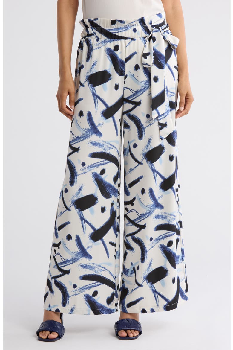 Printed Wide Leg Pants, Main, color, NAVY