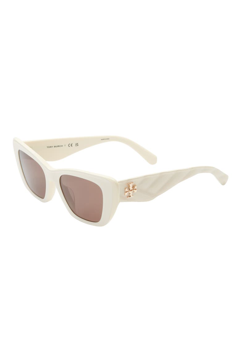 52mm Cat Eye Sunglasses, Alternate, color, IVORY / BROWN