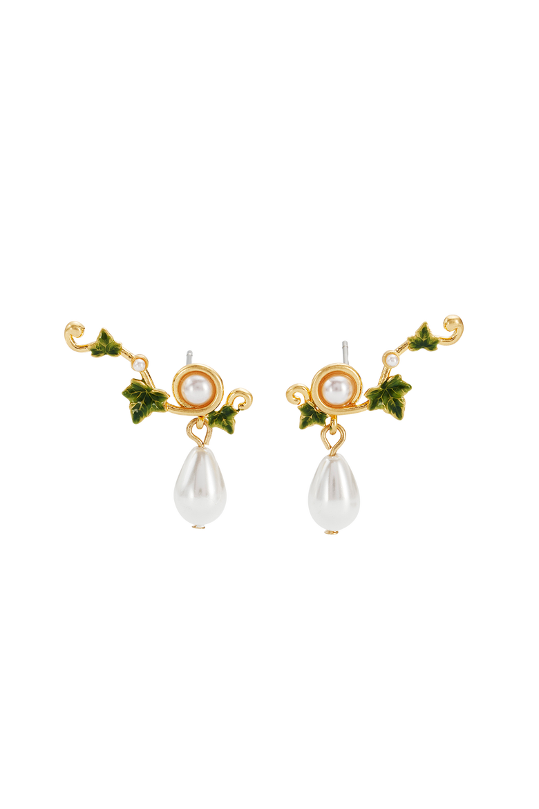 Ivy & Pearl Climber Earrings, Main, color, Gold