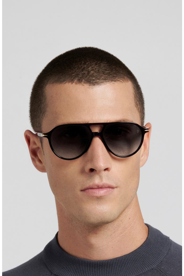 DB 1218/S/US 56mm Gradient Pilot Sunglasses, Alternate, color, BLACK/ DARK GREY SF