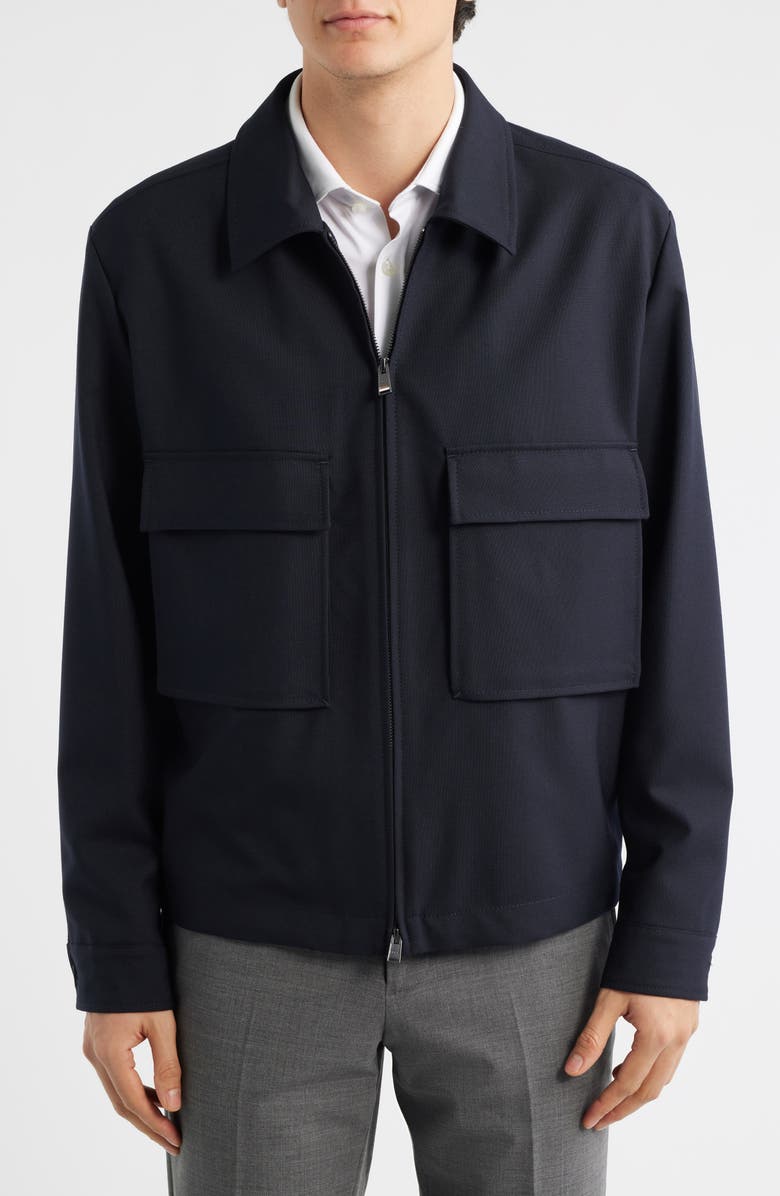 BOSS Carper Virgin Wool Shirt Jacket, Alternate, color, Dark Blue