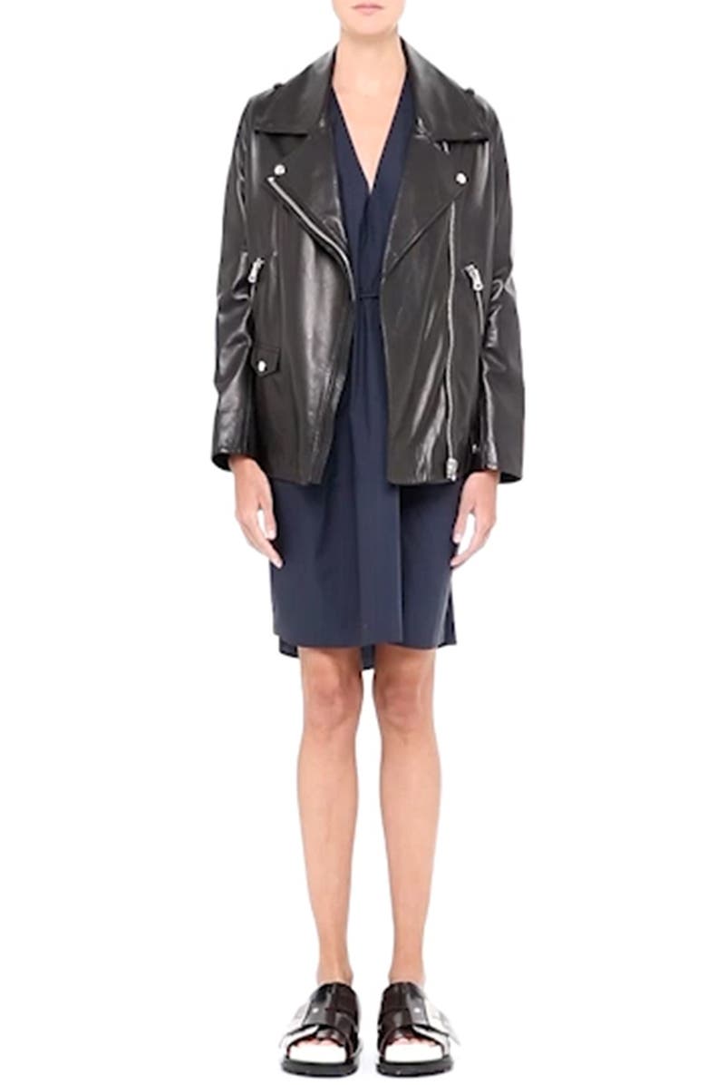 Acne Studios 'Swift' Lambskin Leather Moto Jacket, Alternate, color, 
