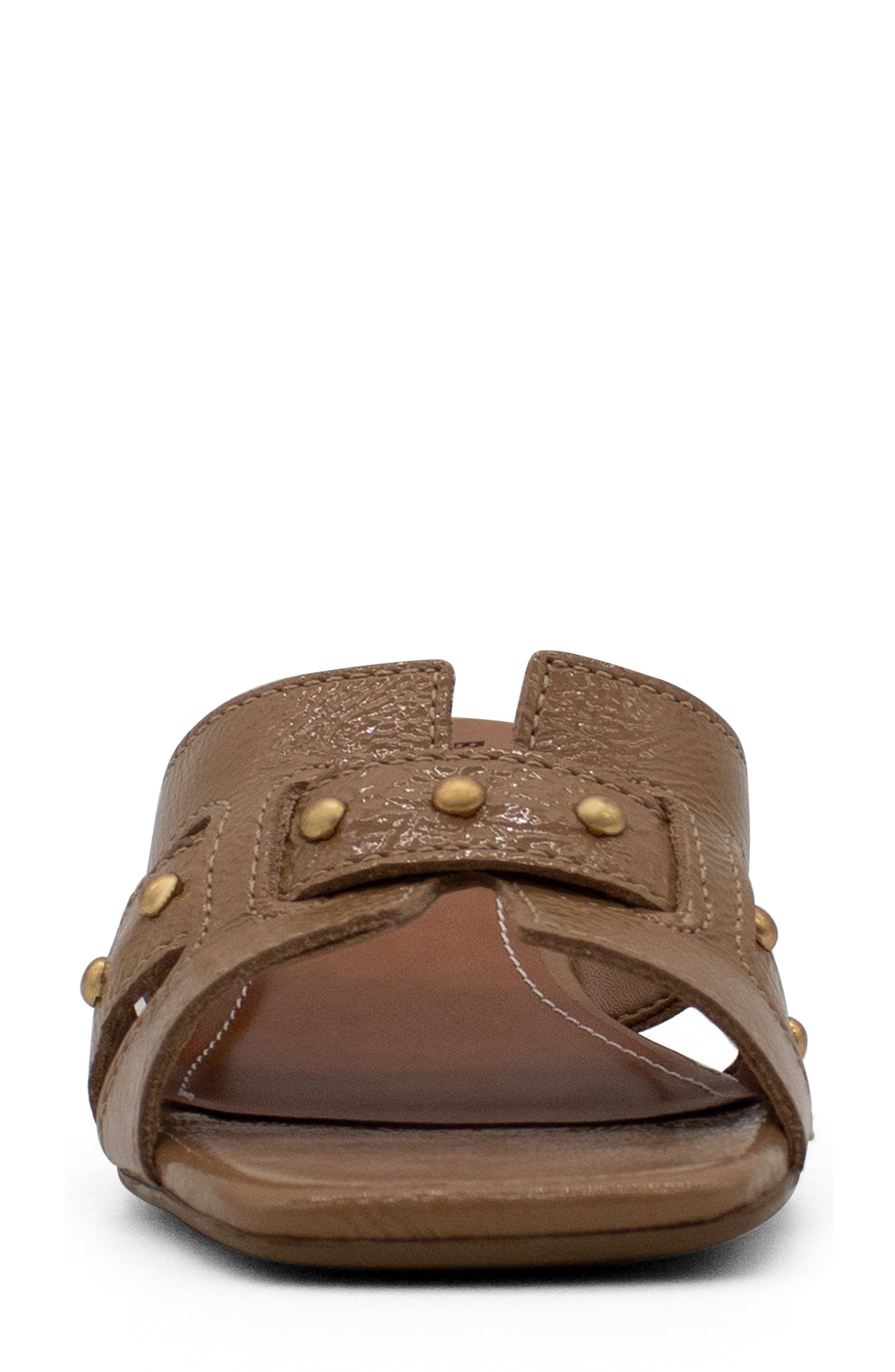 Bottero Studded Leather Slide Sandal, Alternate, color, Bege