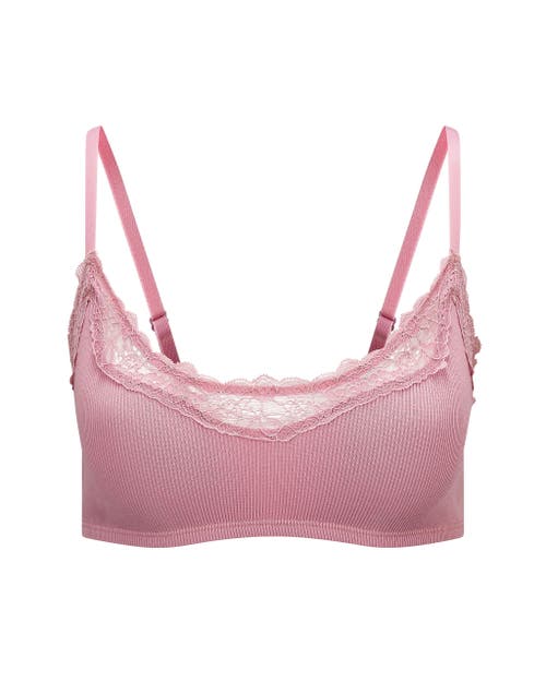 Adore Me Rib Unlined Bralette Bra In Pink