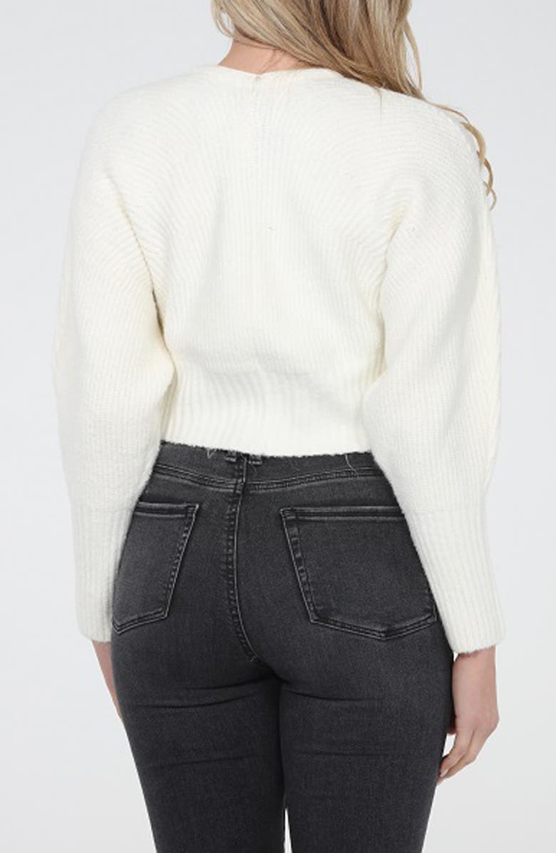 RAIN AND ROSE Bow Front Knit Cardigan, Alternate, color, Ivory