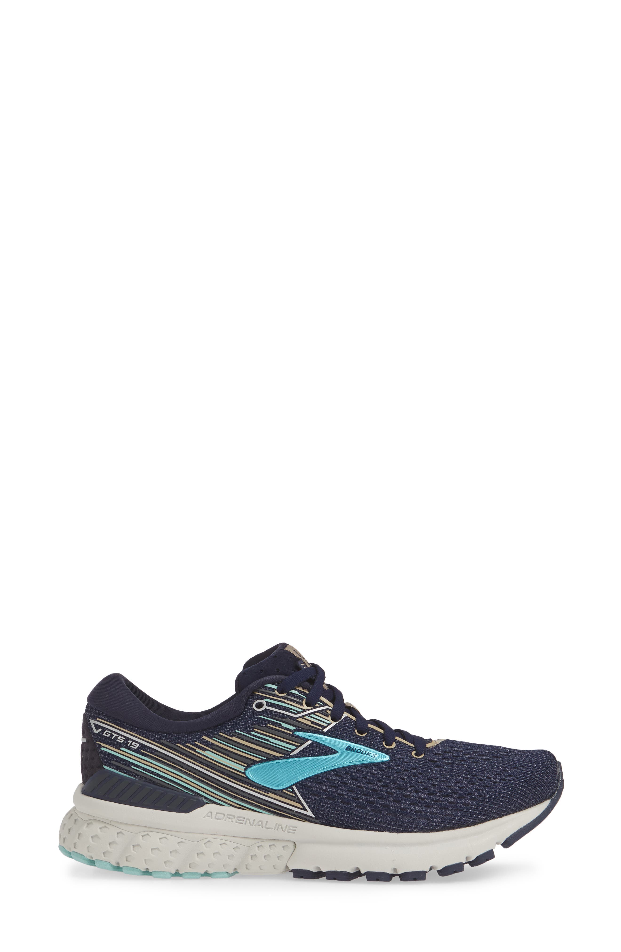 Adrenaline GTS 19 Running Shoe, Alternate, color, NAVY/ AQUA/ TAN