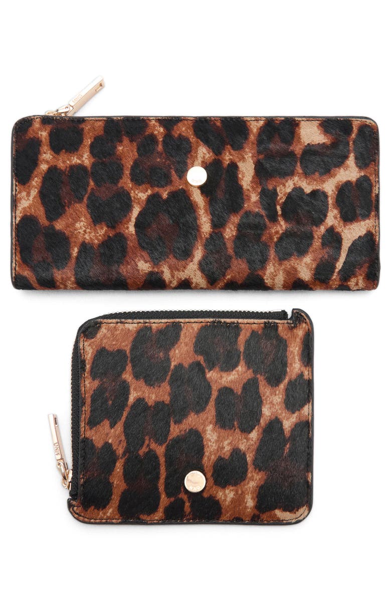 MANGO Leopard Print Genuine Calf Hair Wallet, Alternate, color, 