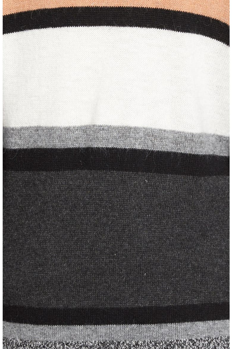 Long Open Front Cardigan, Alternate, color, BLACK- CHARCOAL STRIPE