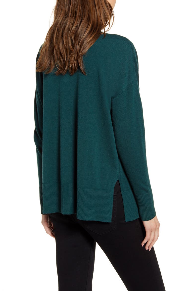 V-Neck Sweater, Alternate, color, GREEN PONDEROSA