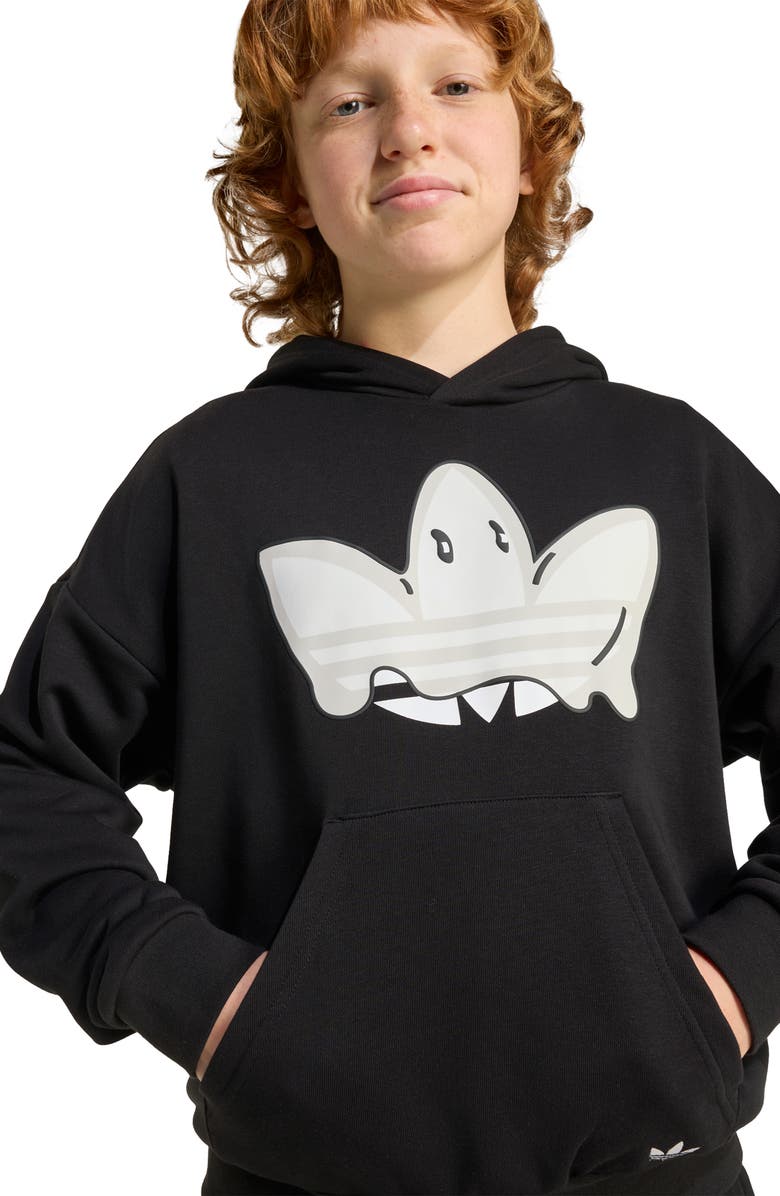 adidas Kids' Ghost Trefoil Graphic Hoodie, Alternate, color, Black