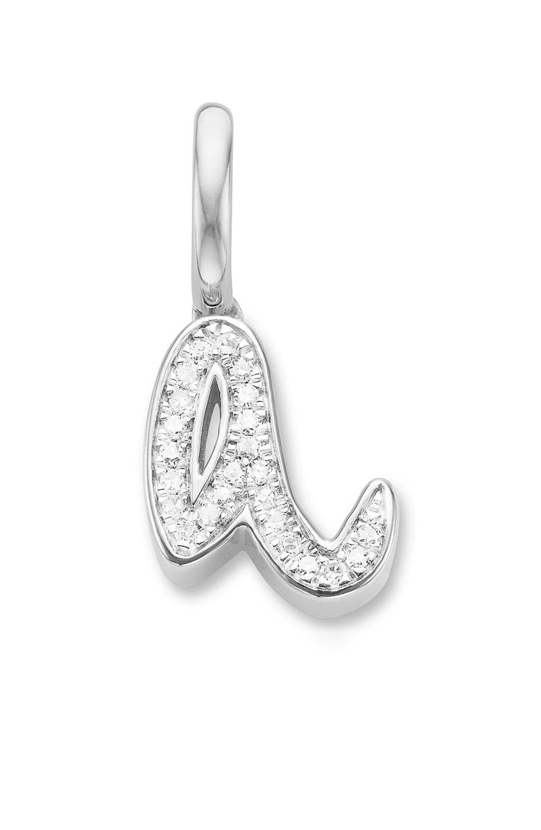 Monica Vinader Alphabet Diamond Pavé Pendant Charm, Alternate, color, Silver/ Diamond- A