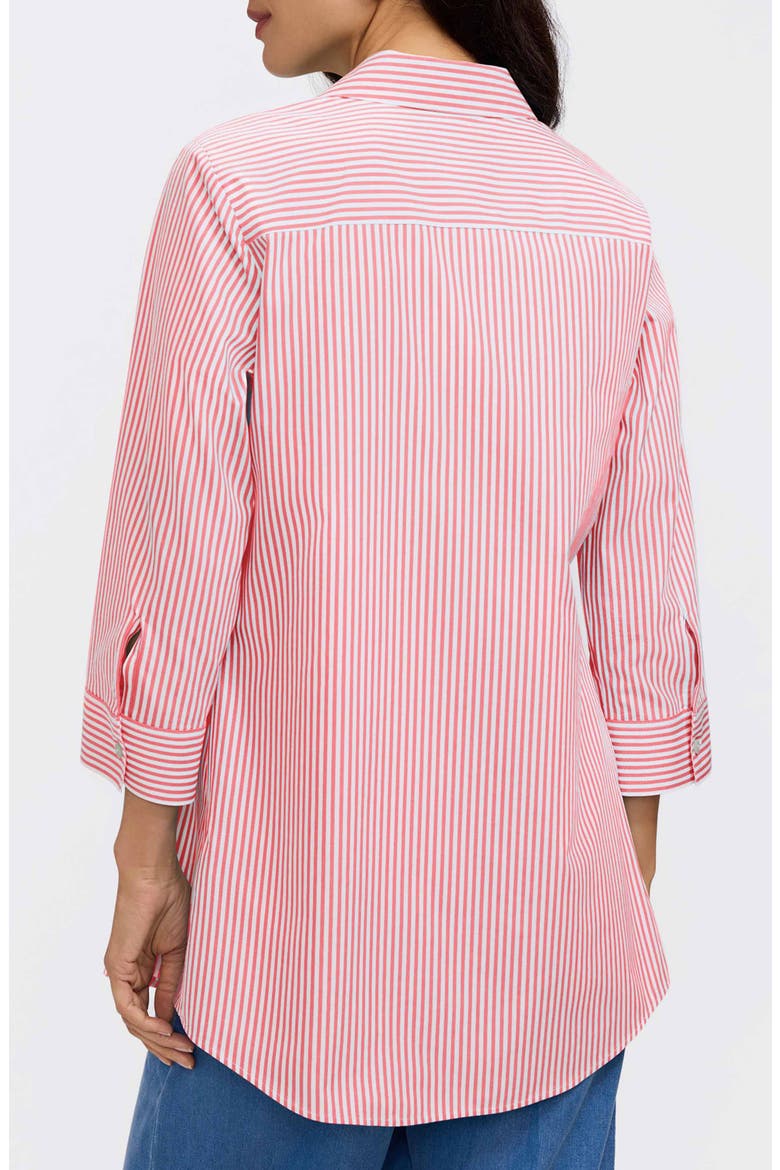 Cici Stripe Cotton Tunic Shirt, Alternate, color, CORAL REEF RED