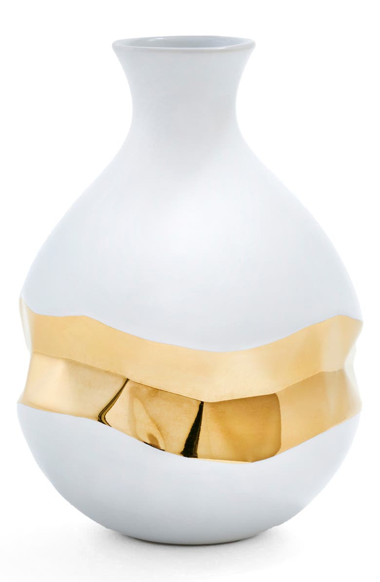 ANNA New York Talianna Oro Bud Vase, Main, color, White And Gold