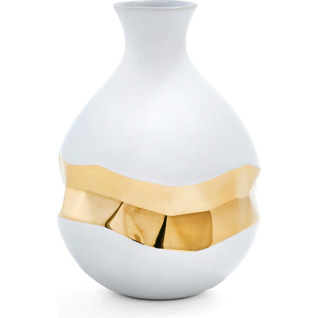 Anna New York Talianna Oro Bud Vase In White And Gold